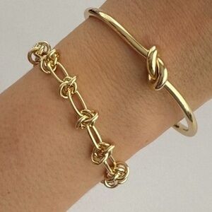 Chunky 14K Gold Plated Knotted Link Bracelet | Waterproof Statement Jewelry
